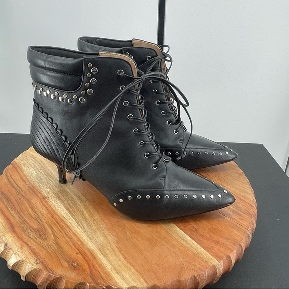 Coach X Tabitha Simmons Jaden Lace Up studded Bootie black Sz 7 - Picture 1 of 8